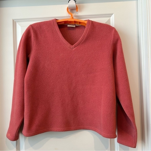 L.L. Bean Coral Pullover V- Neck Fleece Sz M Outdoors Gorpcore READ - Picture 1 of 5